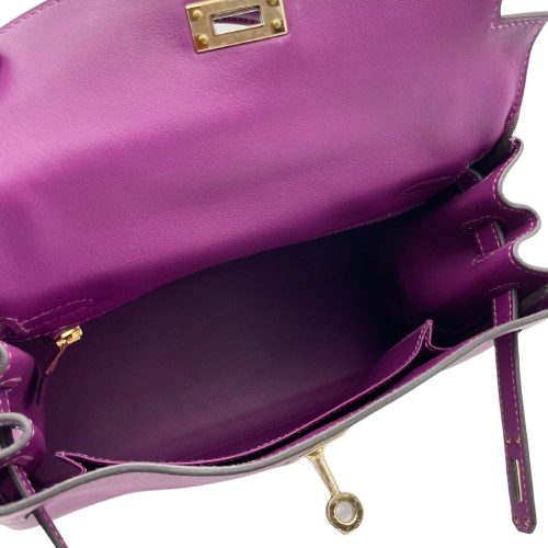 Pre-Owned Hermes Kelly 25 Anemone Swift Gold Hardware B Engraved