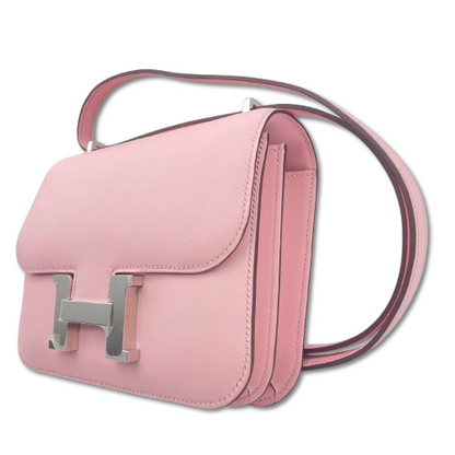 Hermes Constance Mini 18 Rose Sakura Swift Silver Metal Fittings w 새로