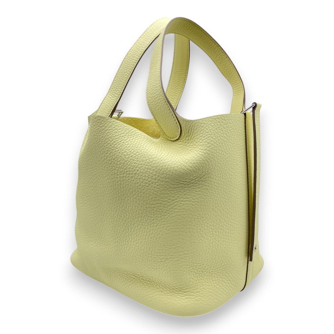 Pre-owned Hermes Picotan Lock MM Jaune Milton Taurillon Clemence Silver hardware K stamp