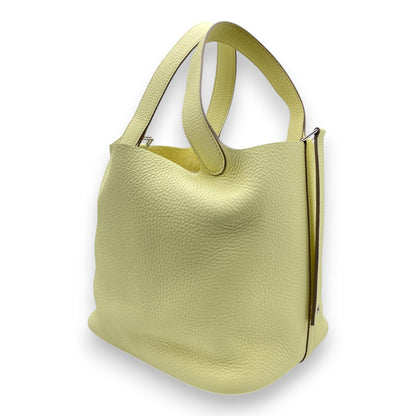 Pre-owned Hermes Picotan Lock MM Jaune Milton Taurillon Clemence Silver hardware K stamp