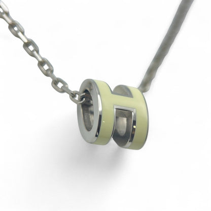 プレオウンドエルメス ポップH ミニ ネックレス アイボリー/メタル シルバー金具