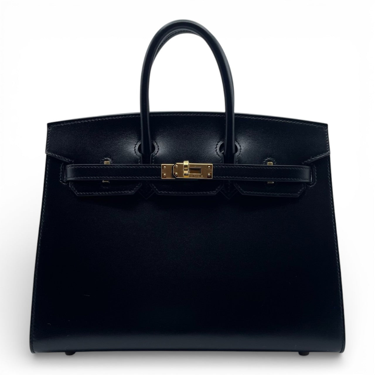 二手爱马仕 Birkin Serie 25 Noir Box 小牛皮金色五金件 K 印章