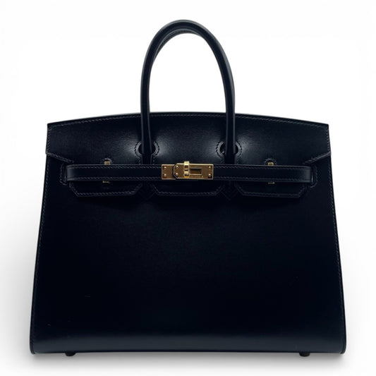 Pre-Owned Hermes Birkin Serie 25 Noir Box Calf Gold Hardware K Stamp