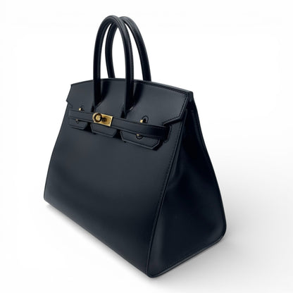 二手爱马仕 Birkin Serie 25 Noir Box 小牛皮金色五金件 K 印章