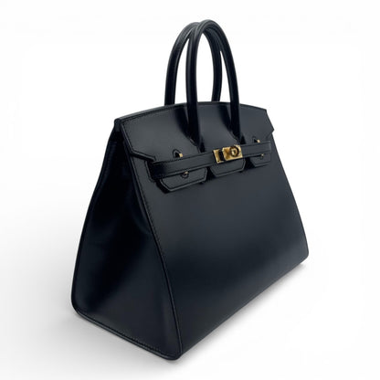 二手爱马仕 Birkin Serie 25 Noir Box 小牛皮金色五金件 K 印章