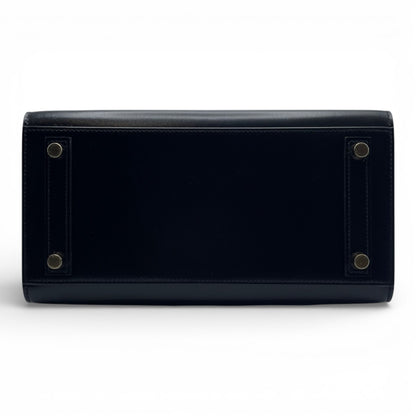 二手爱马仕 Birkin Serie 25 Noir Box 小牛皮金色五金件 K 印章