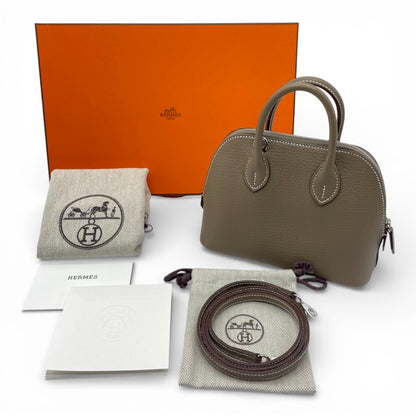 プレオウンドエルメス ボリード1923 ミニ エトゥープ シェーブル シルバー金具 K刻印