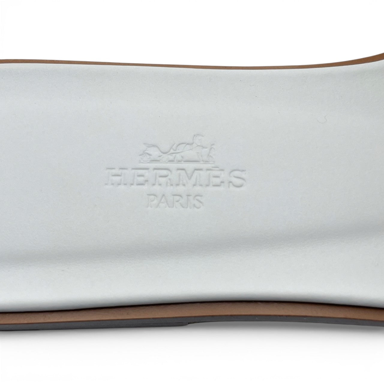 プレオウンドエルメス オラン サンダル 37 ブラン ボックスカーフ 23cm