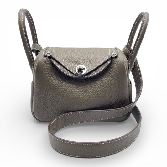 プレオウンドエルメス リンディミニ 20 エトゥープ トリヨンクレマンス シルバー金具 W刻印