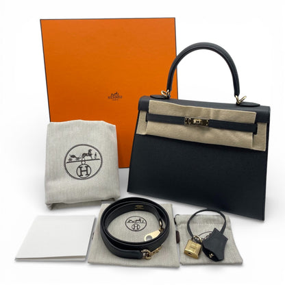 プレオウンドエルメス ケリー 25 プロン エプソン シャンパンゴールド金具 K刻印