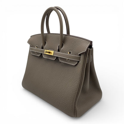 プレオウンドエルメス バーキン 25 エトゥープ トゴ ゴールド金具 B刻印