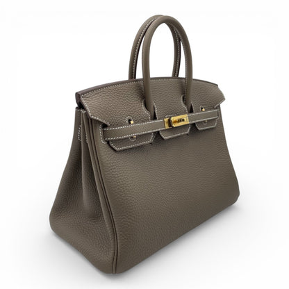 プレオウンドエルメス バーキン 25 エトゥープ トゴ ゴールド金具 B刻印