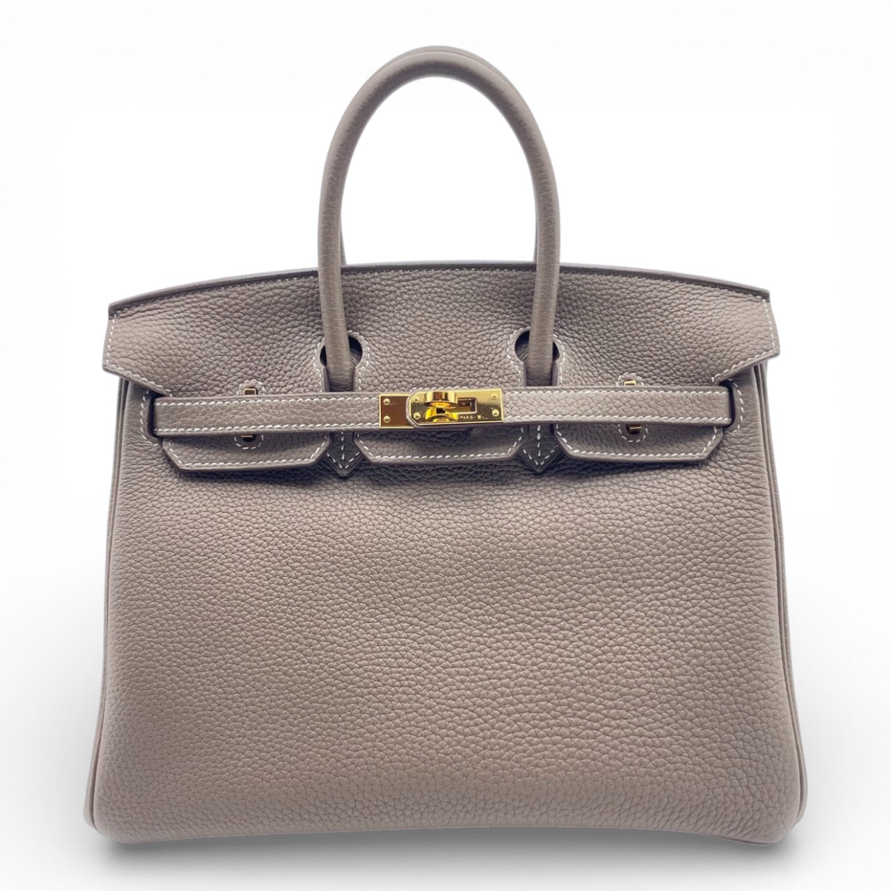 プレオウンドエルメス バーキン 25 エトゥープ トゴ ゴールド金具 C刻印