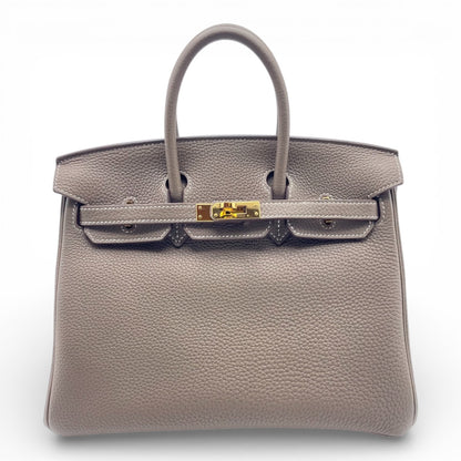 プレオウンドエルメス バーキン 25 エトゥープ トゴ ゴールド金具 C刻印