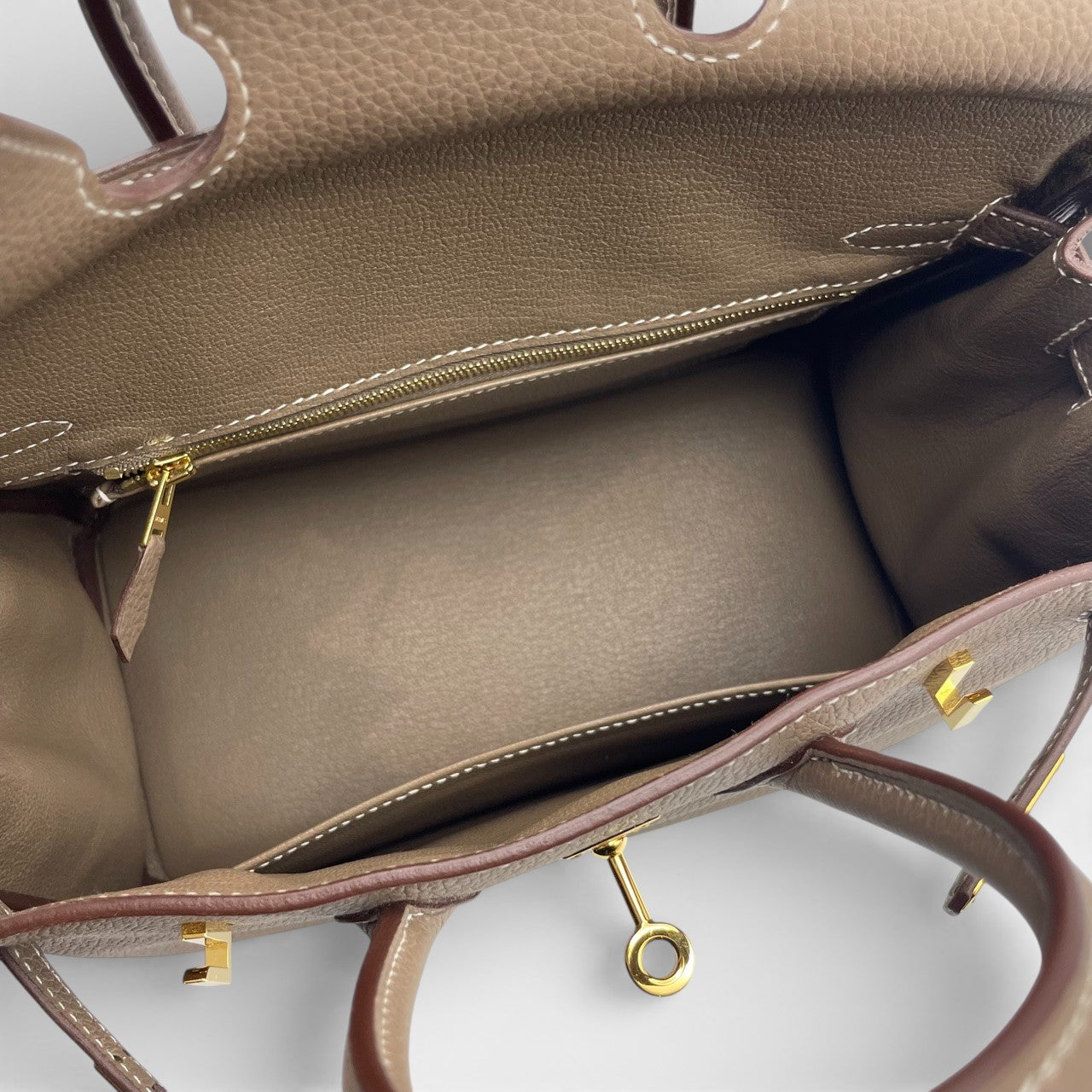 プレオウンドエルメス バーキン 25 エトゥープ トゴ ゴールド金具 C刻印