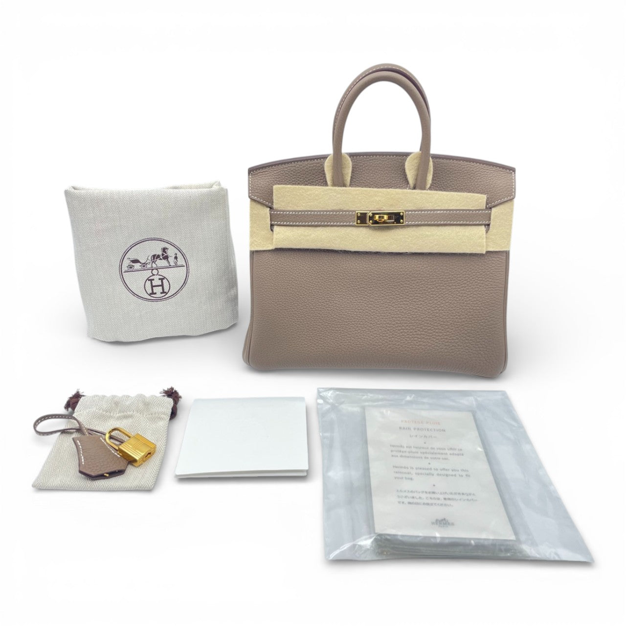 プレオウンドエルメス バーキン 25 エトゥープ トゴ ゴールド金具 C刻印