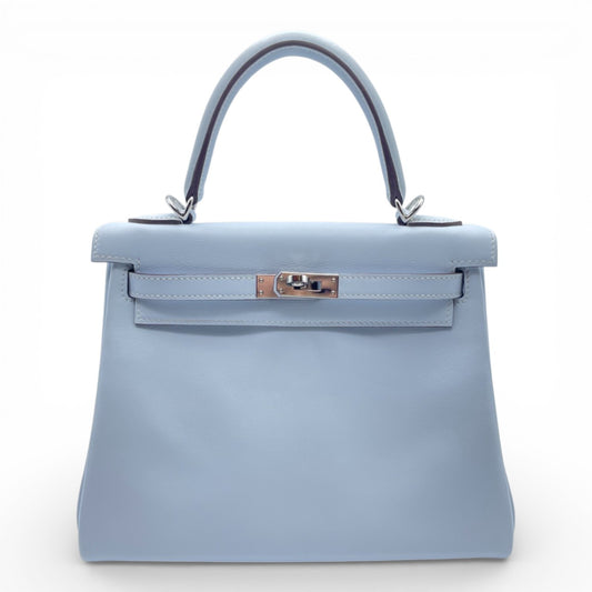 プレオウンドエルメス ケリー 25 ブルーブリュム スイフト シルバー金具 Z刻印