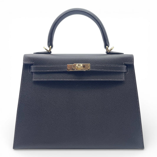 プレオウンドエルメス ケリー 25 べブラン エプソン シャンパンゴールド金具 K刻印