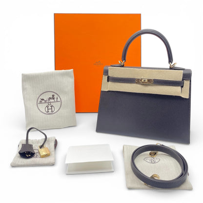 プレオウンドエルメス ケリー 25 べブラン エプソン シャンパンゴールド金具 K刻印