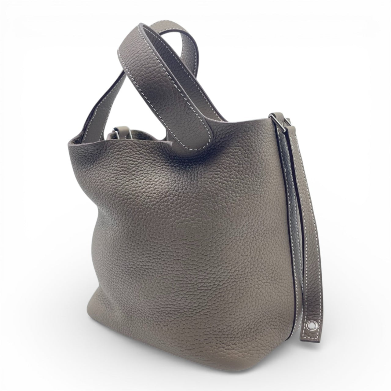 プレオウンドエルメス ピコタンロック PM エトゥープ トリヨンクレマンス シルバー金具 D刻印