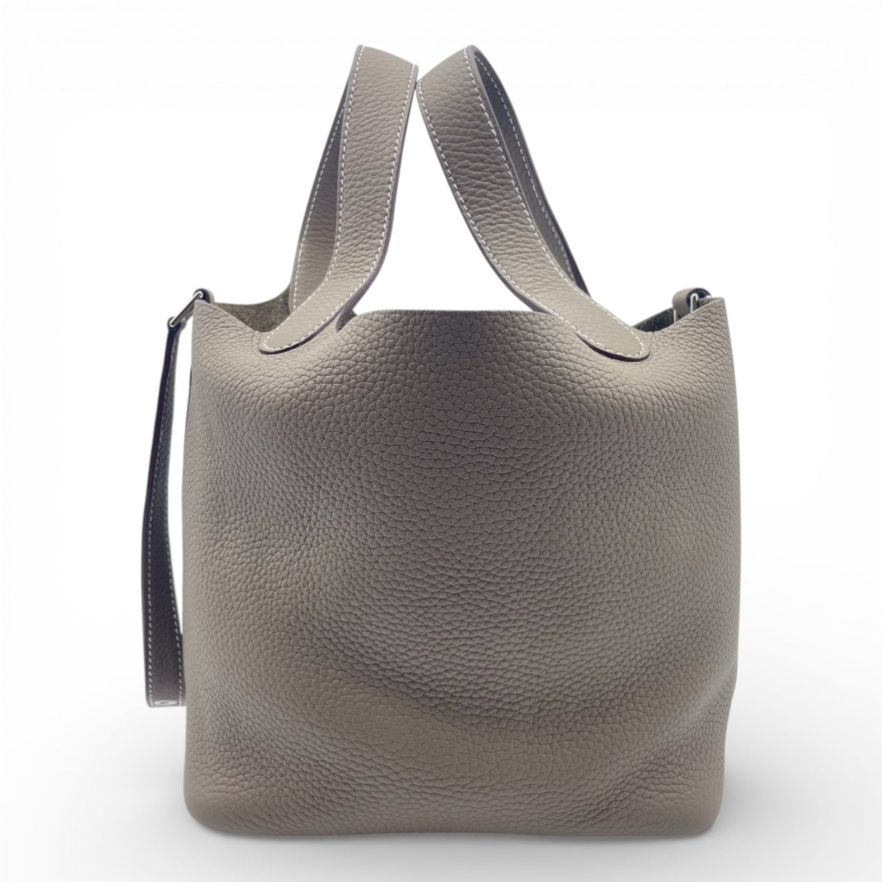 プレオウンドエルメス ピコタンロック PM エトゥープ トリヨンクレマンス シルバー金具 D刻印