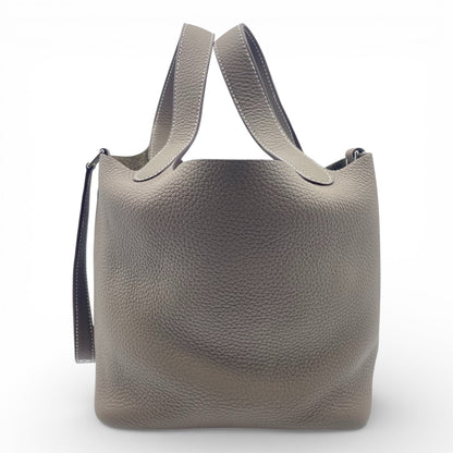 プレオウンドエルメス ピコタンロック PM エトゥープ トリヨンクレマンス シルバー金具 D刻印