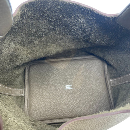 プレオウンドエルメス ピコタンロック PM エトゥープ トリヨンクレマンス シルバー金具 D刻印