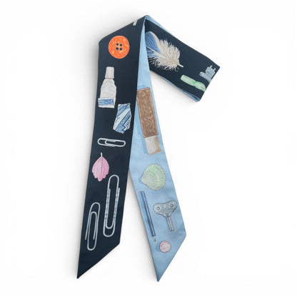 プレオウンドエルメス ツイリー イン・ザ・ポケット ノワール/ピンク/マルチカラー シルク100%