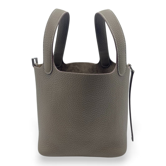 プレオウンドエルメス ピコタンロック PM エトゥープ トリヨンクレマンス シルバー金具 K刻印