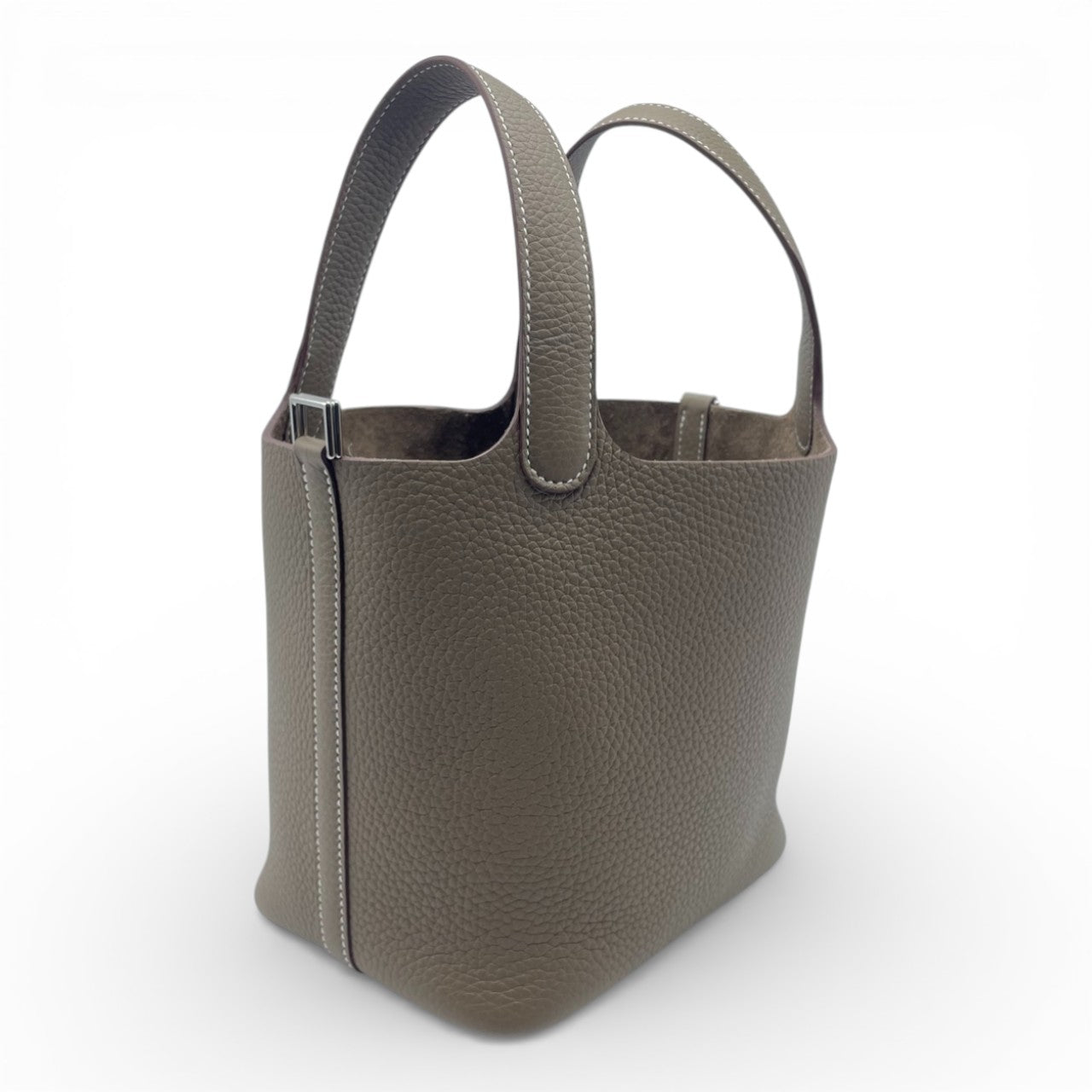 プレオウンドエルメス ピコタンロック PM エトゥープ トリヨンクレマンス シルバー金具 K刻印