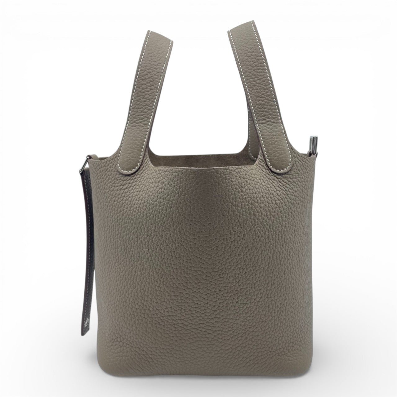 プレオウンドエルメス ピコタンロック PM エトゥープ トリヨンクレマンス シルバー金具 K刻印