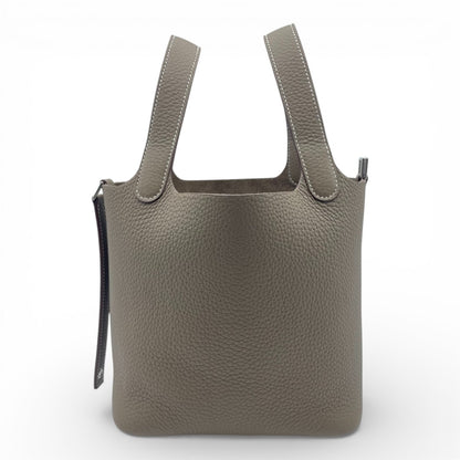 プレオウンドエルメス ピコタンロック PM エトゥープ トリヨンクレマンス シルバー金具 K刻印