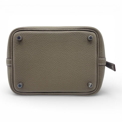 プレオウンドエルメス ピコタンロック PM エトゥープ トリヨンクレマンス シルバー金具 K刻印