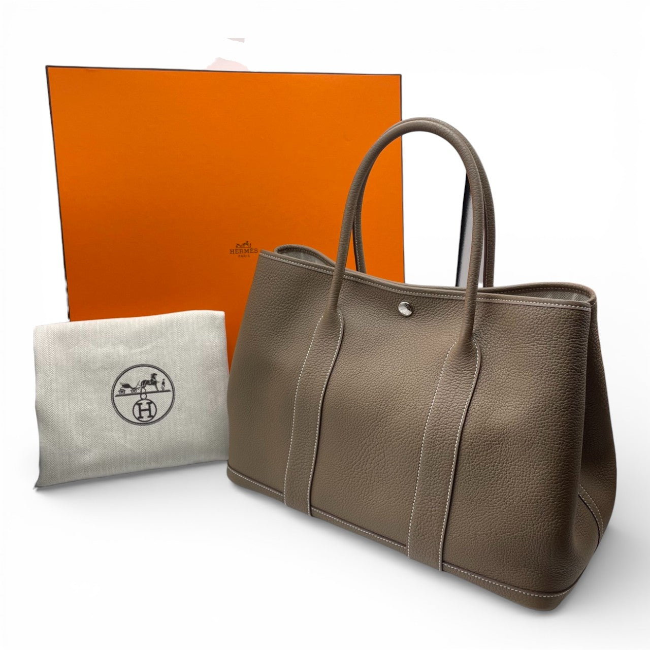 プレオウンドエルメス ガーデンパーティー PM エトゥープ ネゴンダ シルバー金具 Z刻印