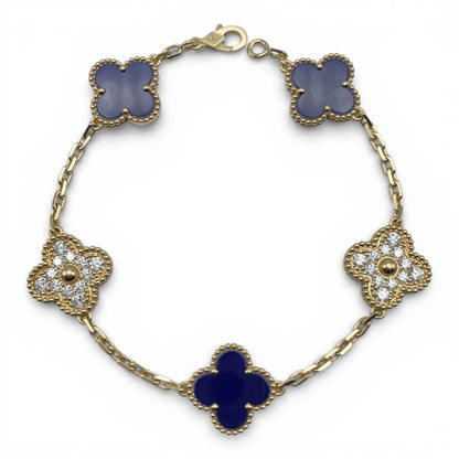 プレオウンドヴァンクリーフ＆アーペル ヴィンテージアルハンブラ 5P ブルーセーブル・パヴェダイヤ ブレスレット VCARO9LW00  イエローゴールド