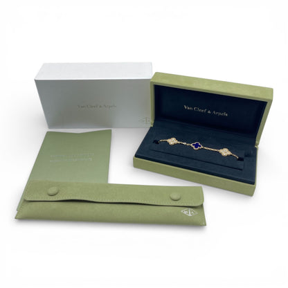 プレオウンドヴァンクリーフ＆アーペル ヴィンテージアルハンブラ 5P ブルーセーブル・パヴェダイヤ ブレスレット VCARO9LW00  イエローゴールド