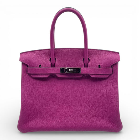 プレオウンドエルメス バーキン 30 ローズパープル トゴ シルバー金具 A刻印