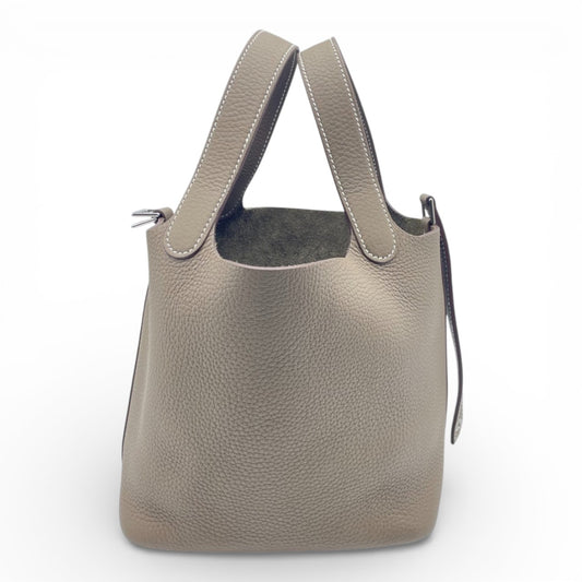 プレオウンドエルメス ピコタンロック PM エトゥープ トリヨンクレマンス シルバー金具 K刻印