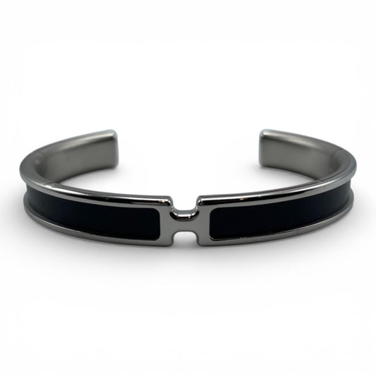 プレオウンドエルメス オランプ バングル T2 ノワール ボックスカーフ シルバー金具