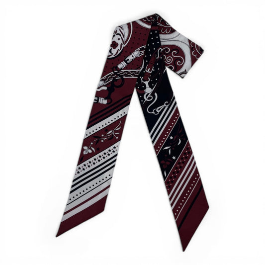 プレオウンドエルメス ツイリー アマゾンの祭典・バンダナ ブルゴーニュ/ノワール/ホワイト シルク100%