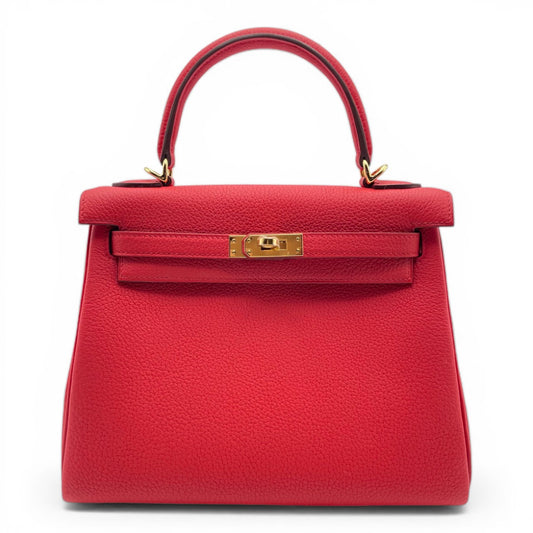 プレオウンドエルメス ケリー 25 ルージュクー トゴ ゴールド金具 K刻印