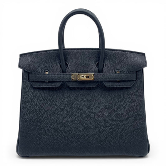 プレオウンドエルメス バーキン 25 ノワール トゴ シャンパンゴールド金具 K刻印