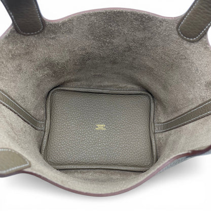 プレオウンドエルメス ピコタンロック PM エトゥープ トリヨンクレマンス ゴールド金具 K刻印