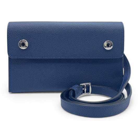 プレオウンドエルメス ナップトゥーゴー 18 ブルーネイビー エプソン シルバー金具 W刻印