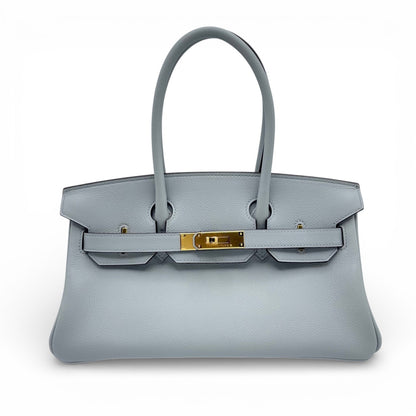 プレオウンドエルメス ショルダーバーキン 29 ブルーグラシエ エバーカラー ゴールド金具 G刻印