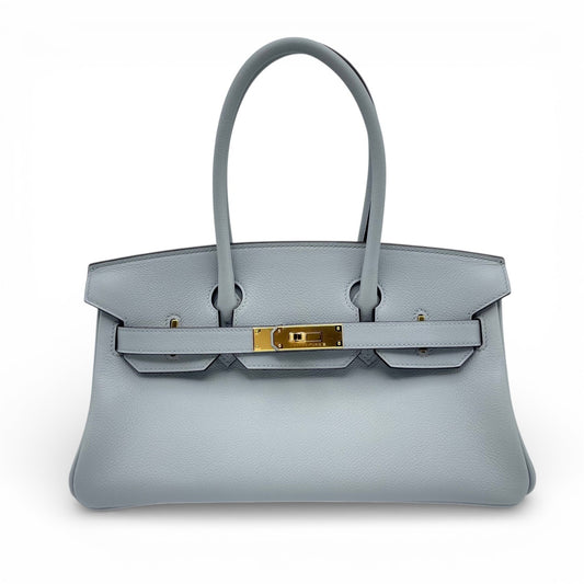 プレオウンドエルメス ショルダーバーキン 29 ブルーグラシエ エバーカラー ゴールド金具 G刻印