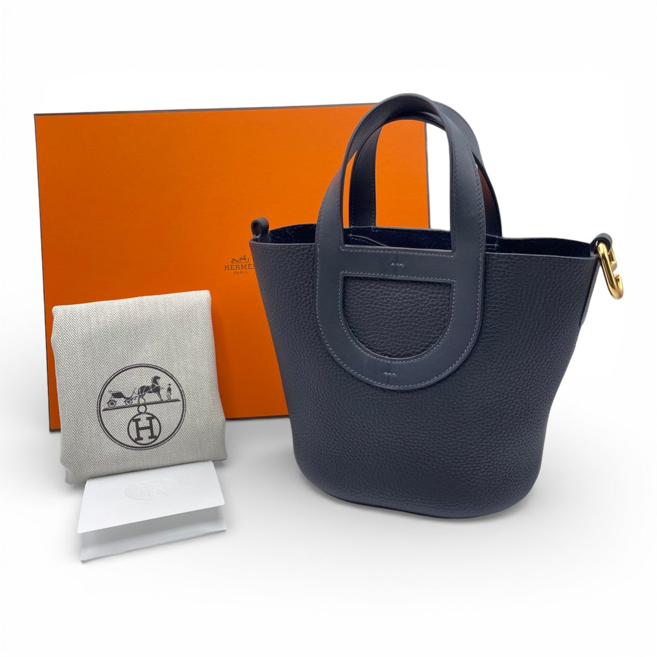 プレオウンドエルメス インザループ 18 ブルーニュイ トリヨンクレマンス ゴールド金具 B刻印