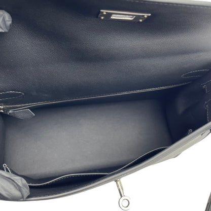 プレオウンドエルメス ケリー エクリュ 32 ノワール トワルH・ベルリンヌ/スイフト シルバー金具 Z刻印