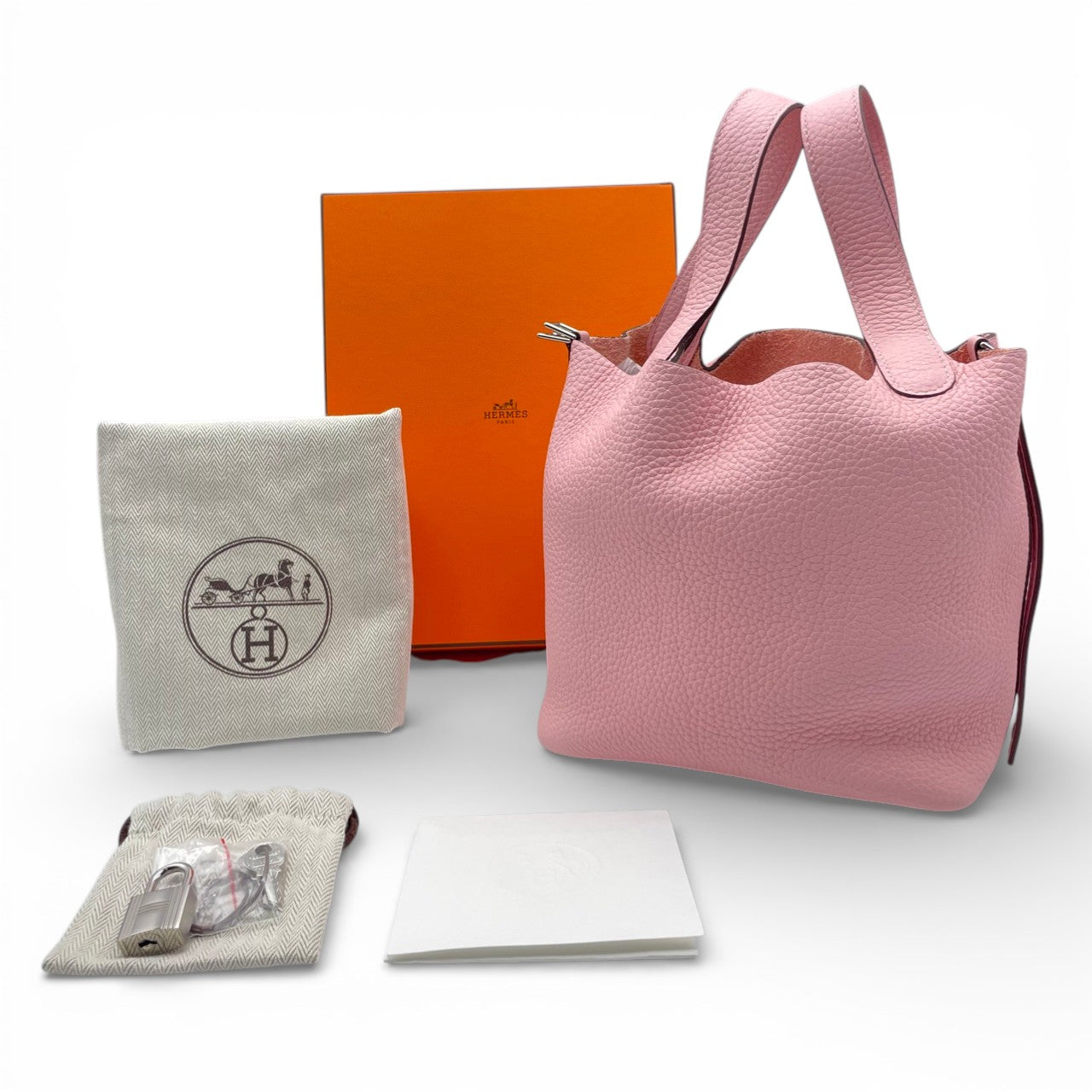 プレオウンドエルメス ピコタンロック PM ローズサクラ トリヨンクレマンス シルバー金具 U刻印