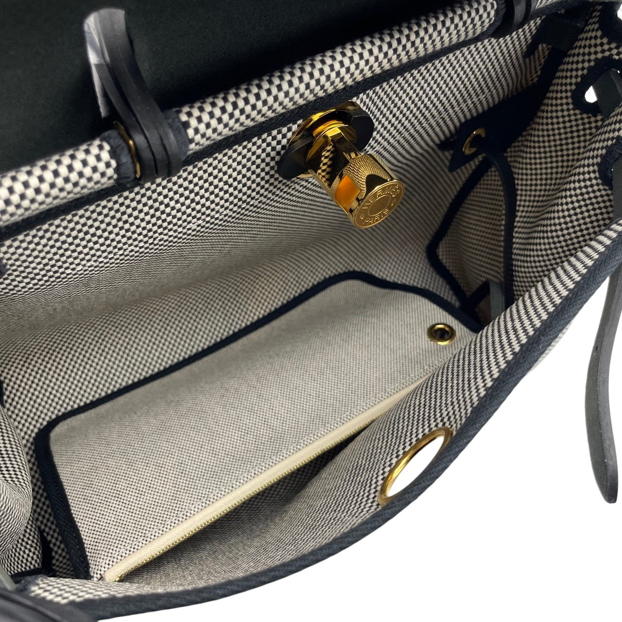 プレオウンドエルメス エールバッグジップ 31 PM ノワール トワルアッシュ ゴールド金具 K刻印